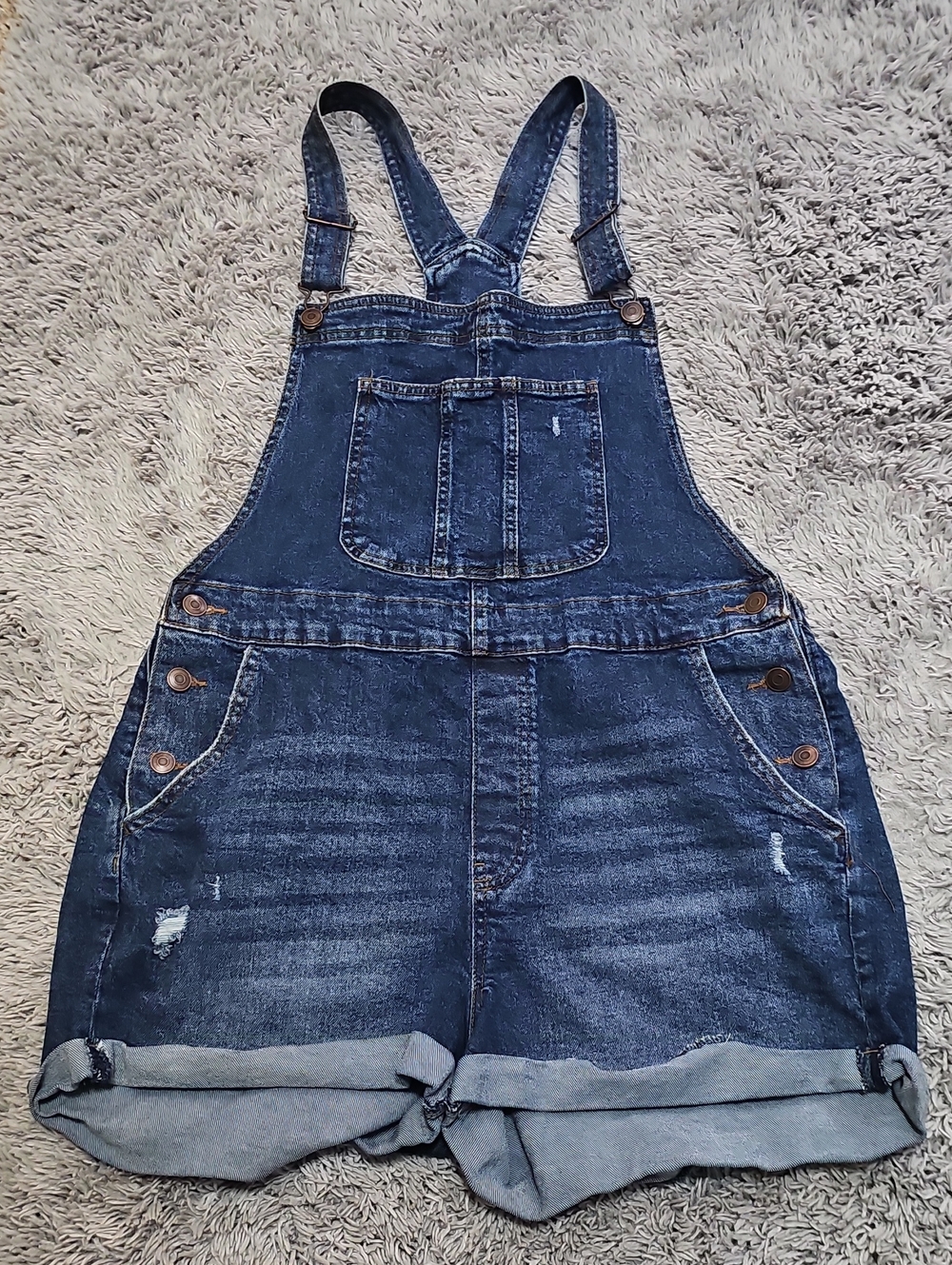 Time And Tru Indigo Denim Short Overalls